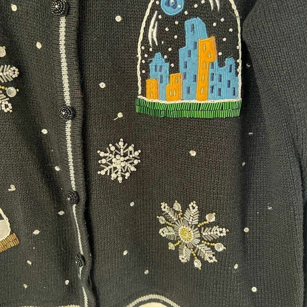 All Points by Reference Points Christmas Beaded Sweater Cardigan